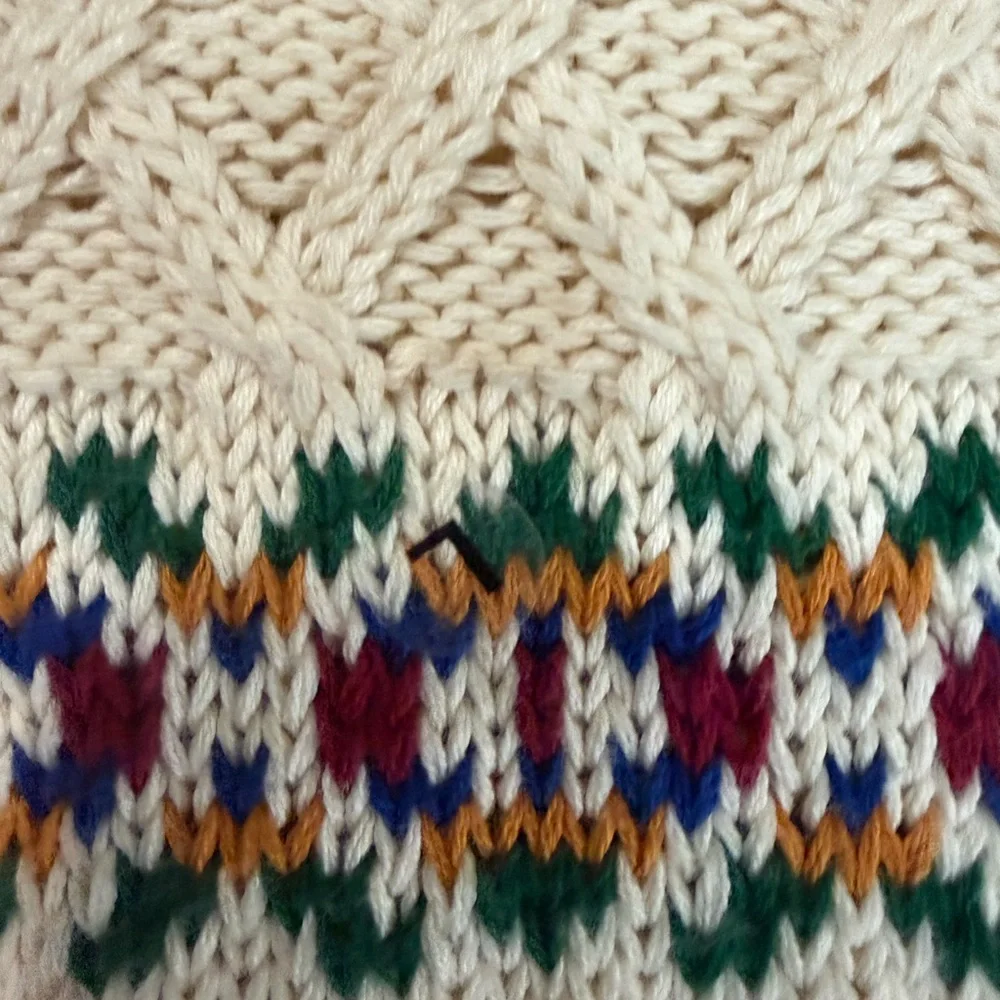 Vintage Eddie Bauer Nordic Fair Isle Sweater‎ Mens L XL Cream Cotton Fisherman - Picture 4 of 6